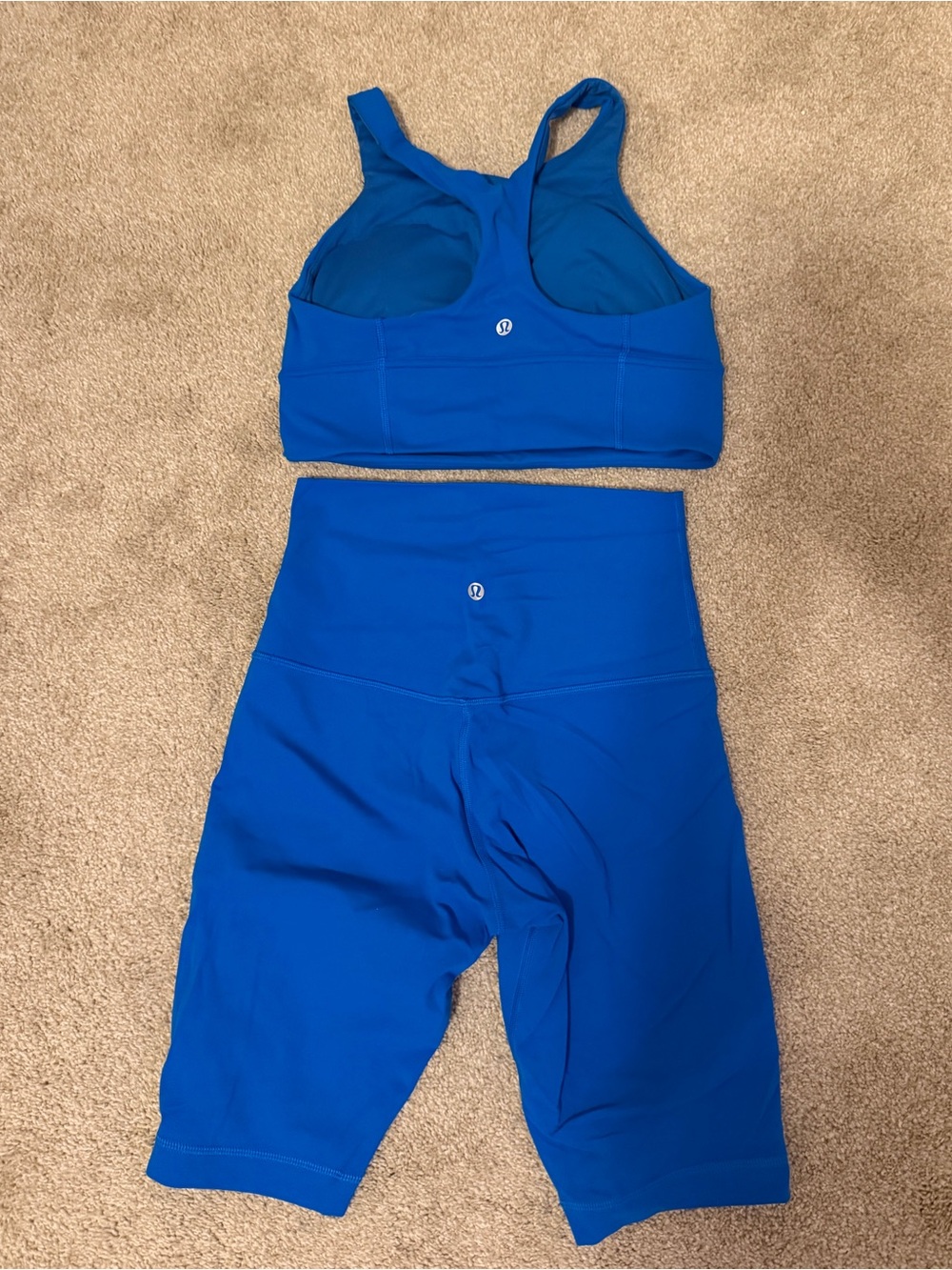 lululemon athletica Royal Blue Sports Bra and High-Waist Bike Shorts Set